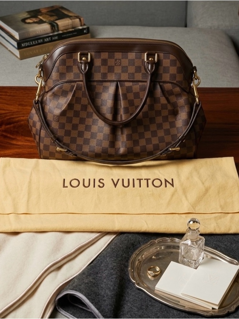 Louis Vuitton Trevi GM Brown Damier Ebene Top-Handle Satchel with Gold Hardware